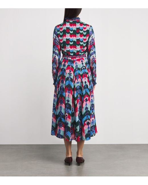 Saloni Blue Emilia Midi Dress
