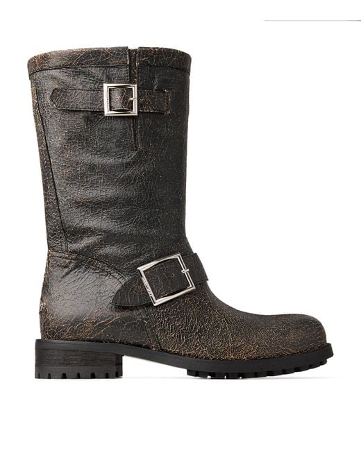 Jimmy Choo Black Leather Biker Boots