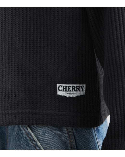 CHERRY LA Black Cotton-Blend Waffle-Knit Sweater for men