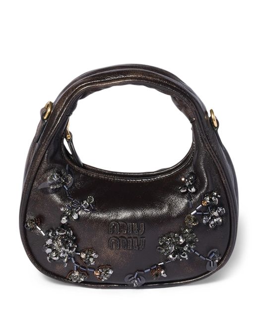 Miu Miu Black Mini Leather Wander Top-Handle Bag
