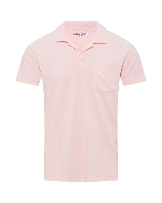 Orlebar Brown Pink Terry Towelling Polo Shirt for men