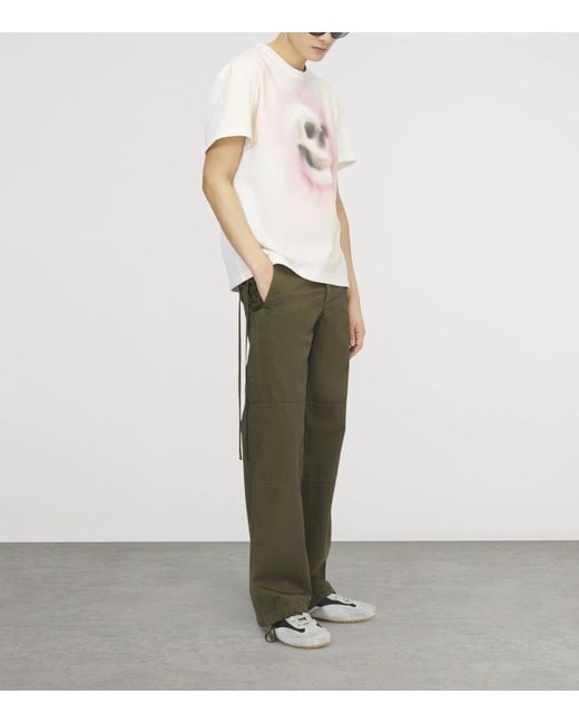 McQueen White Airbrushed Skull T-Shirt for men