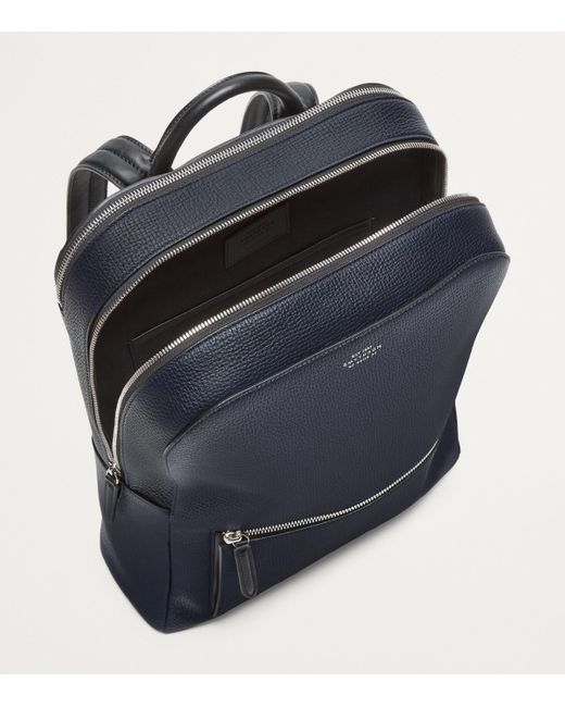 Smythson Blue Ludlow Leather Backpack for men