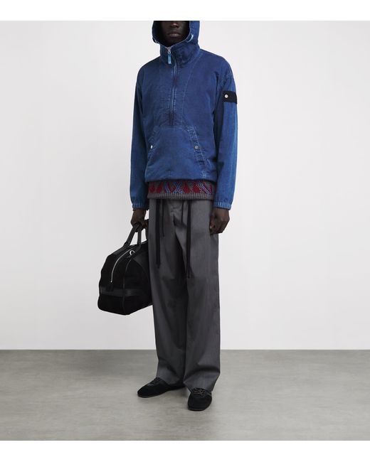 Stone Island Blue Hooded Anorak Jacket for men