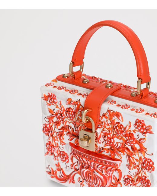 Dolce & Gabbana Red Resin Dolce Box Top-Handle Bag