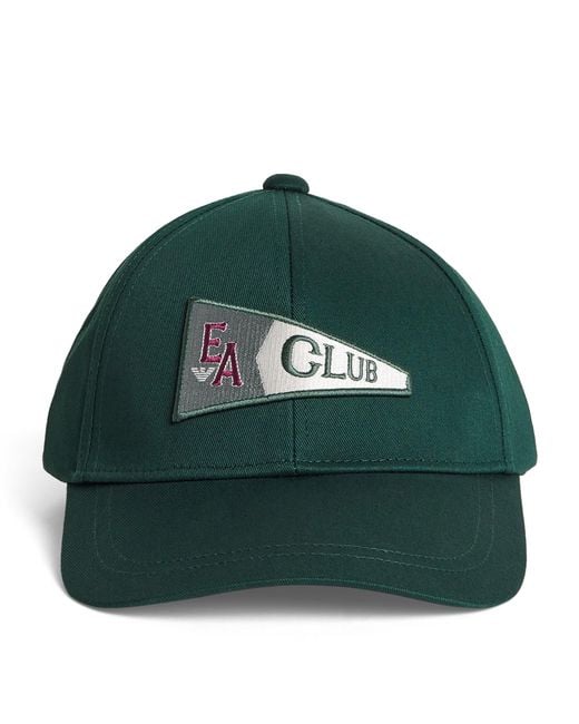 Emporio Armani Green Cotton Patch Baseball Cap for men