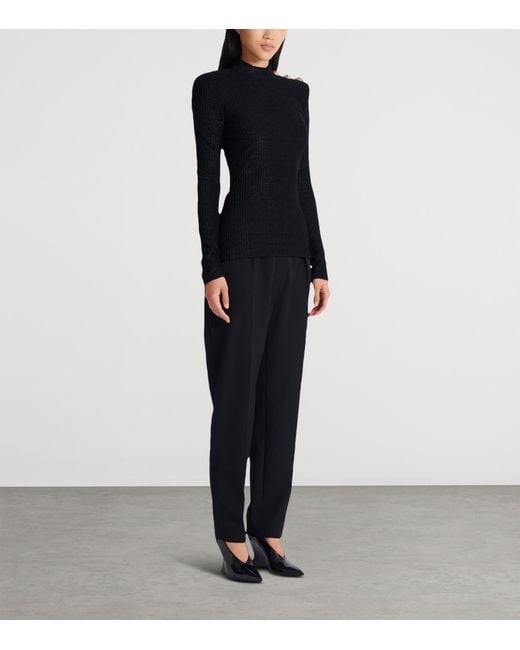 Balmain Black Bouclette Monogram Top
