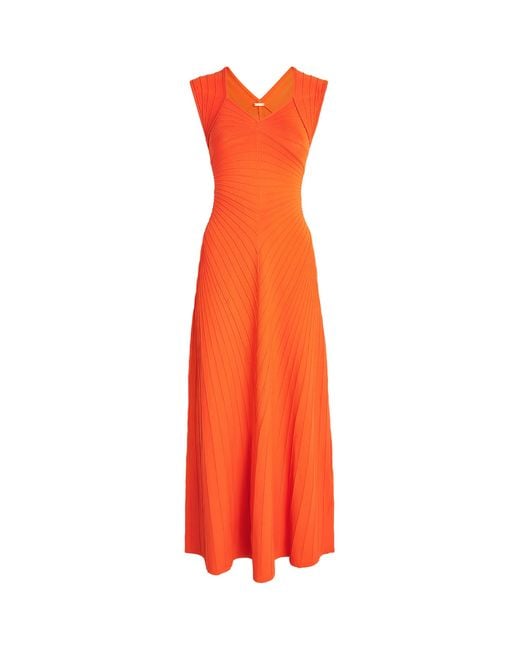 Cult Gaia Orange Knitted Maia Maxi Dress