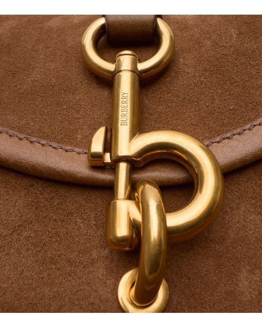 Burberry Brown Mini Suede B Clip Cross-Body Bag