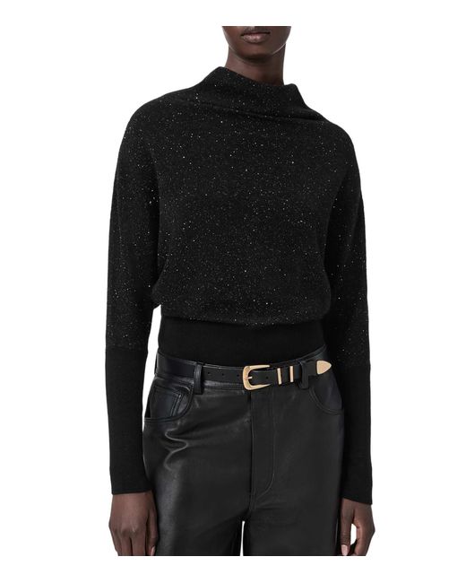 AllSaints Black Wool-Blend Sparkle Ridley Sweater