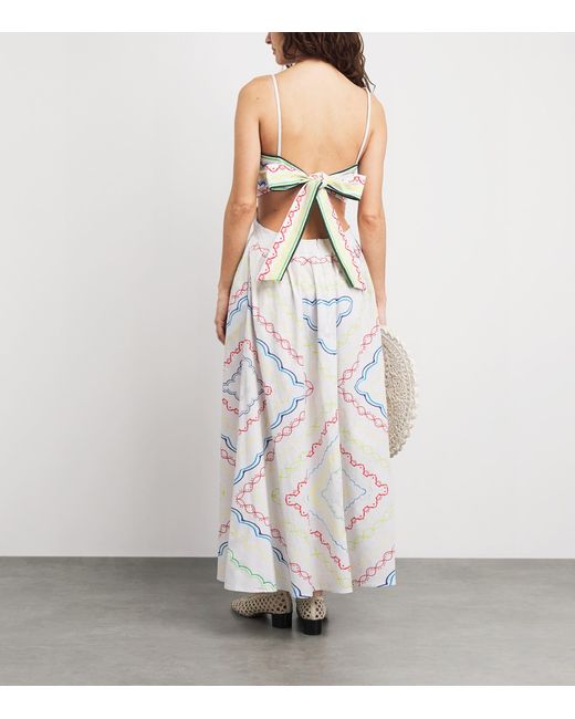 Mary Katrantzou White Stretch-Cotton Finley Midi Dress