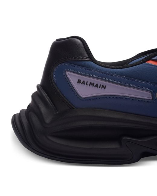 Balmain Blue Leather Run-row Sneakers for men