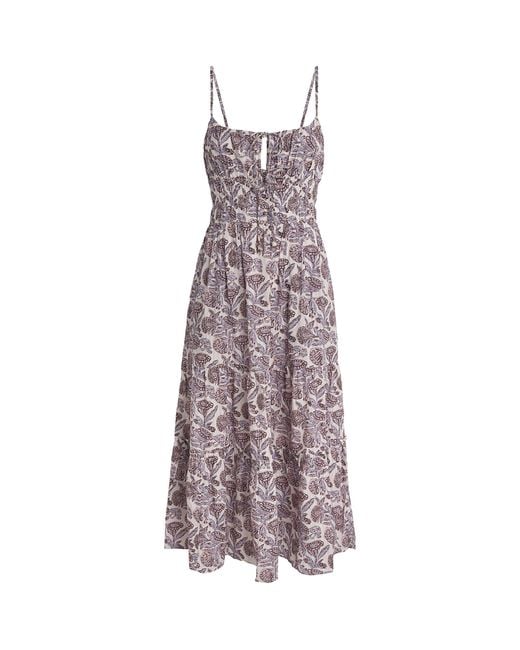 Ulla Johnson Purple Cotton-Blend Floral Aydin Midi Dress