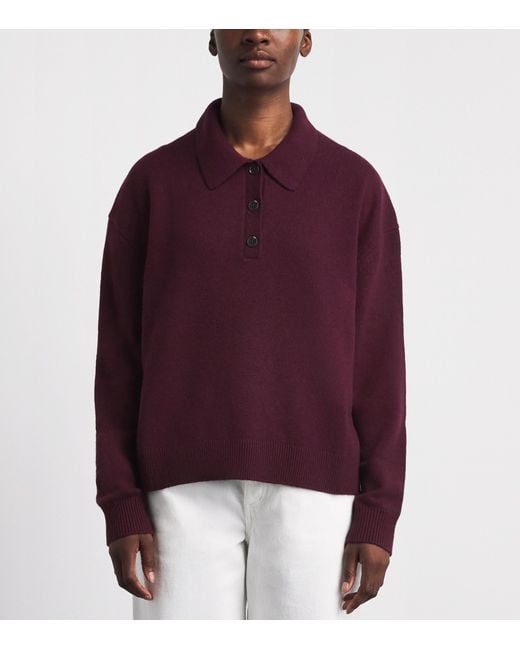 Anine Bing Purple Cashmere Lee Polo Sweater
