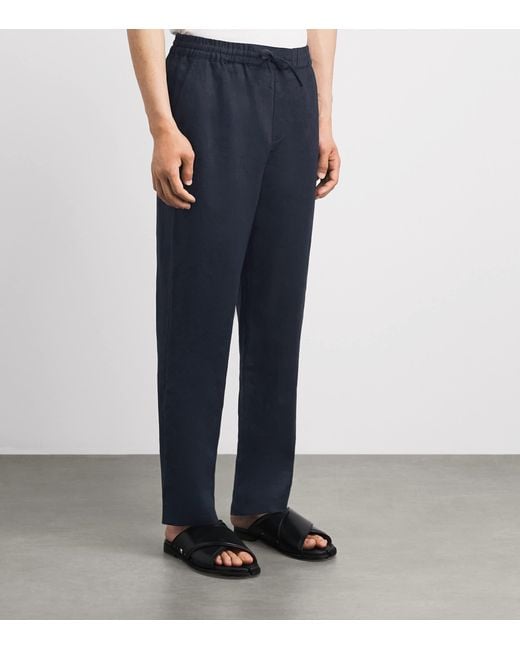 CHE Blue Linen Avila Straight Trousers for men
