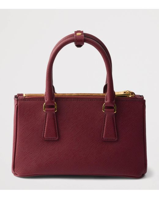 Prada Red Mini Saffiano Leather Galleria Top-Handle Bag