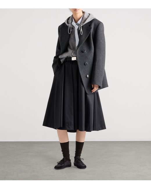 Prada Black Re-Nylon Belted Midi Skirt