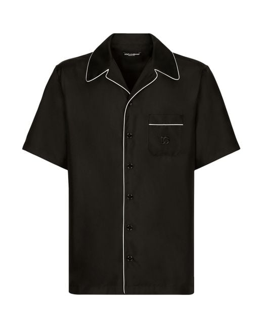 Dolce & Gabbana Black Silk Short-Sleeve Shirt for men