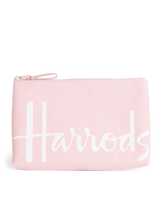 Harrods Pink Small Cotton Logo Pouch