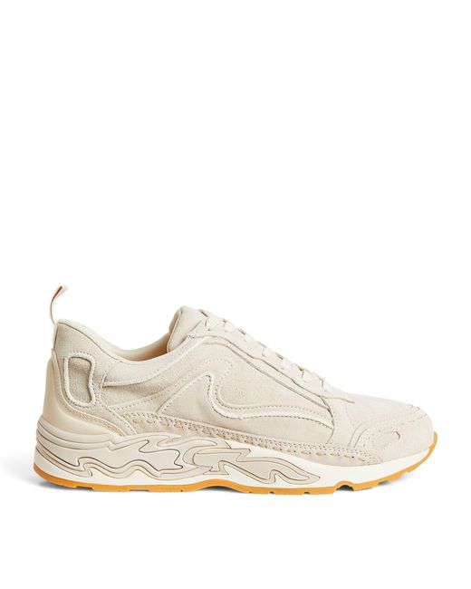 Sandro White Suede Flame Sneakers