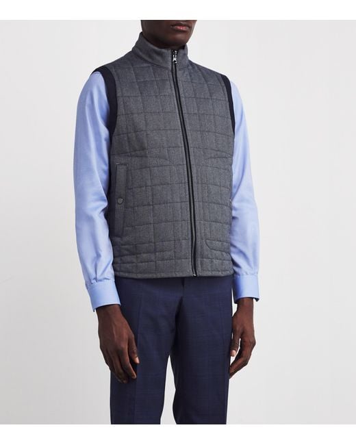 Pal Zileri Blue Quilted Reversible Gilet for men