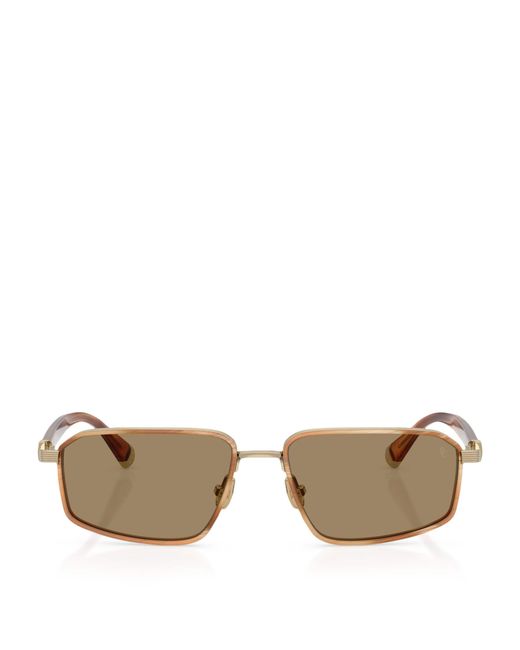 Brunello Cucinelli Natural Titanium Rectangle Jarama Sunglasses for men