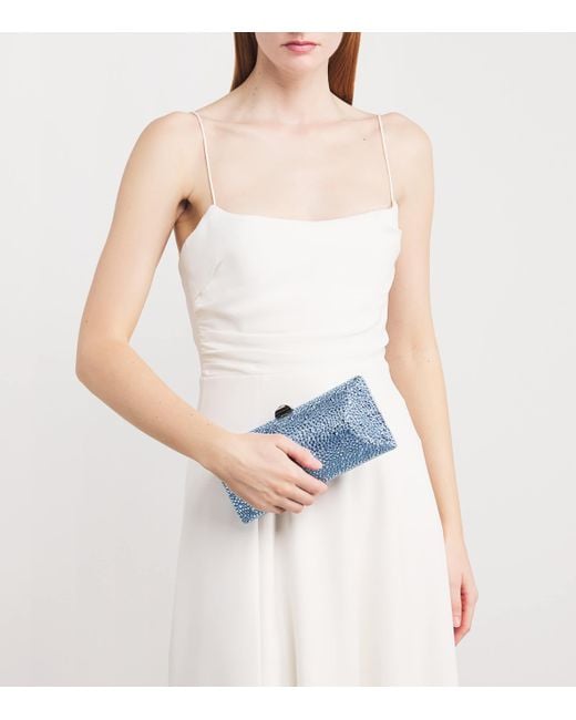 Rodo Blue Silk Crystal Clutch Bag