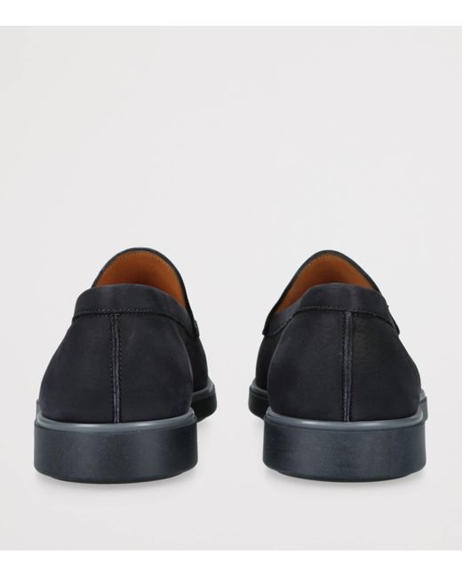 Magnanni Shoes Black Nubuck Leather Paraiso Loafers for men