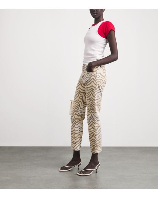GOOD AMERICAN Natural Tiger Print Vintage Straight Jeans