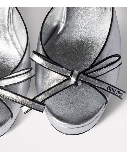 Miu Miu White Leather Mordoré Platform Sandals 110