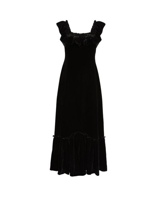 RIXO London Velvet June Midi Dress in Black | Lyst