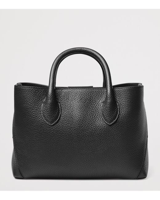 Aspinal Black Midi Leather London Tote Bag