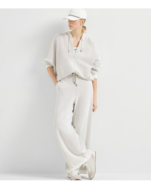 Brunello Cucinelli White Leather Net-Trim Sneakers