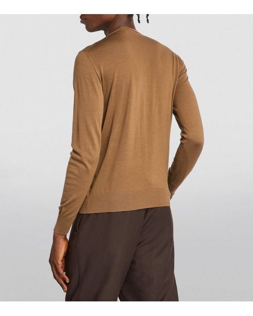Giorgio Armani Brown Virgin Wool Crew-neck Sweater for men