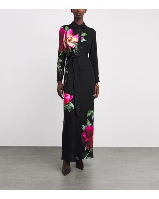 Alice + Olivia Black Floral Chassidy Shirt Dress