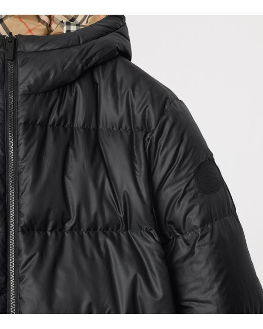 Burberry Black Down Reversible Check Puffer Jacket for men