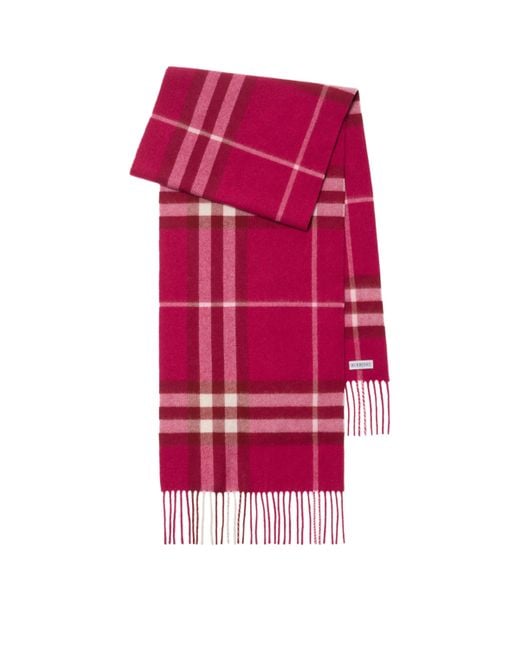 Burberry Red Cashmere Check Scarf