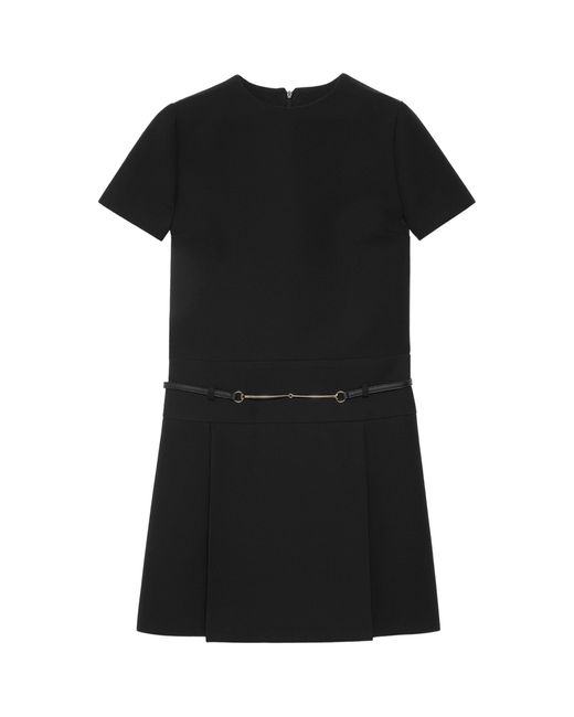 Gucci Black Horsebit-belt Mini Dress