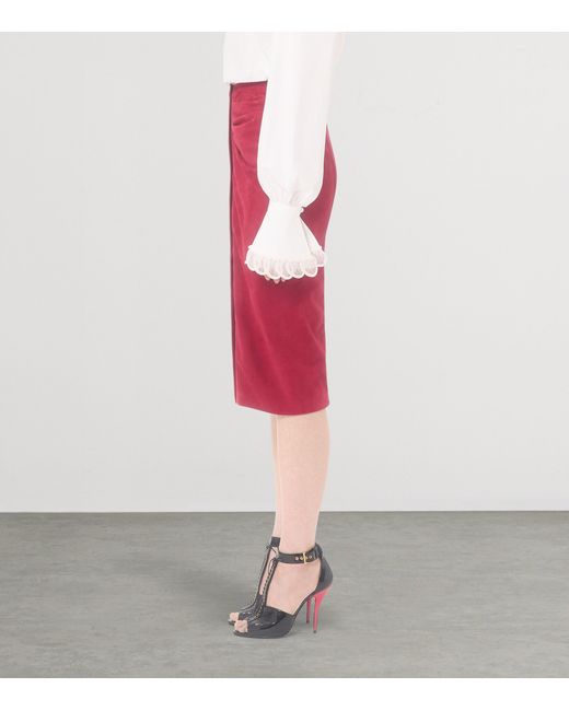 Valentino Suede Gathered Midi Skirt