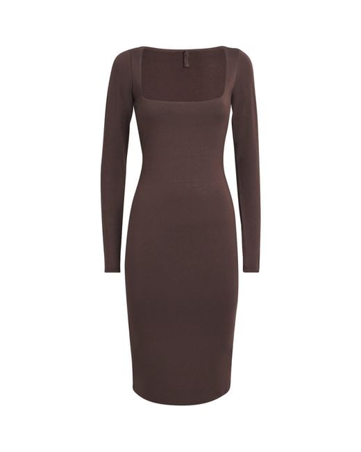 Skims Brown Smooth Layers Midi Dress