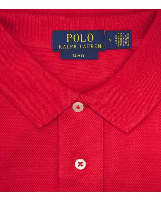 Polo Ralph Lauren Red Cotton Mesh Slim-Fit Polo Shirt for men