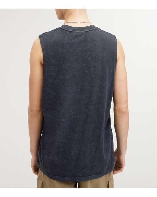 AllSaints Blue Cotton Sleeveless Remi T-shirt for men