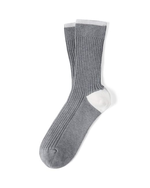 Brunello Cucinelli Gray Cotton Ribbed Socks for men