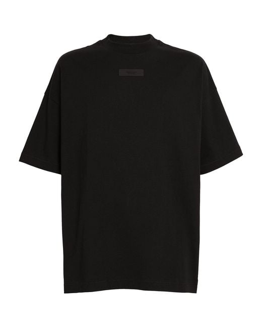 Fear Of God Black Cotton Logo-patch T-shirt for men