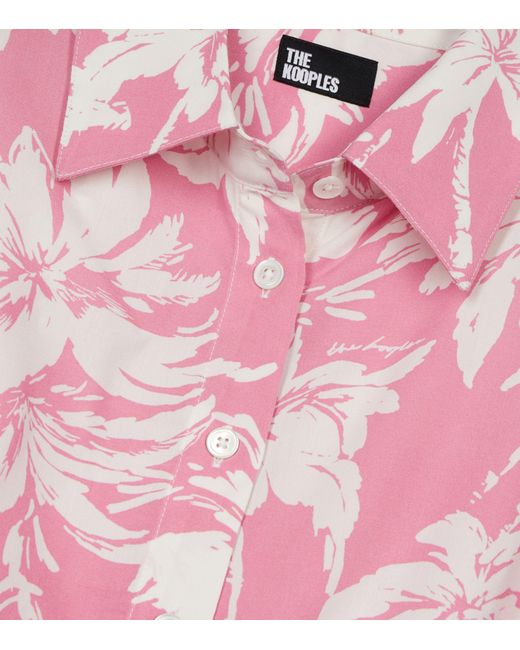 The Kooples Pink Floral Print Cropped Shirt