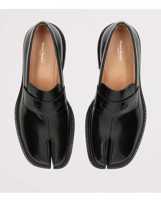 Maison Margiela Black Leather Tabi County Loafers for men