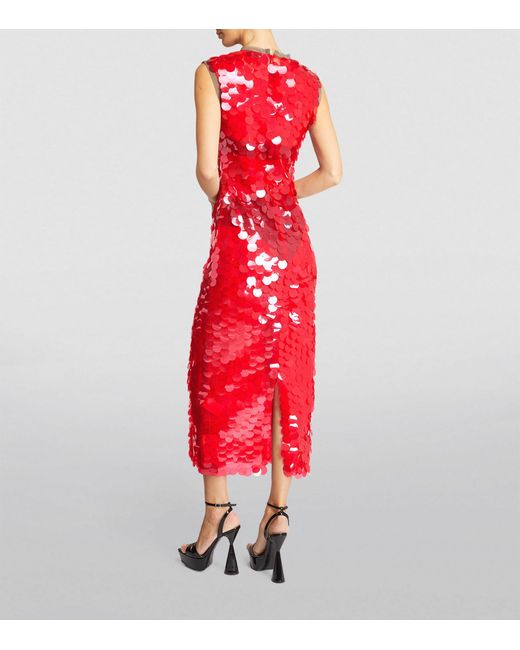 16Arlington Red Circular-sequinned Midi Dress