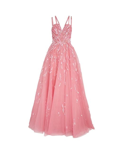 Zuhair Murad Pink Sequin-embellished Gown