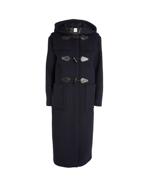 Sandro Black Wool-Leather Duffle Coat