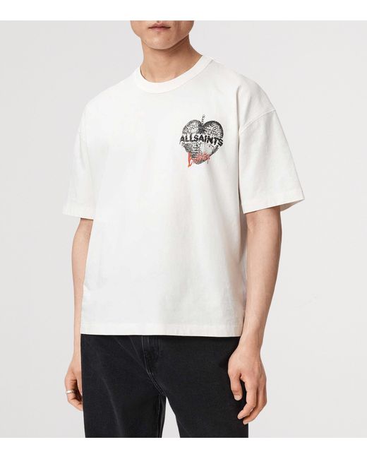 AllSaints White Organic Cotton Reflect T-Shirt for men